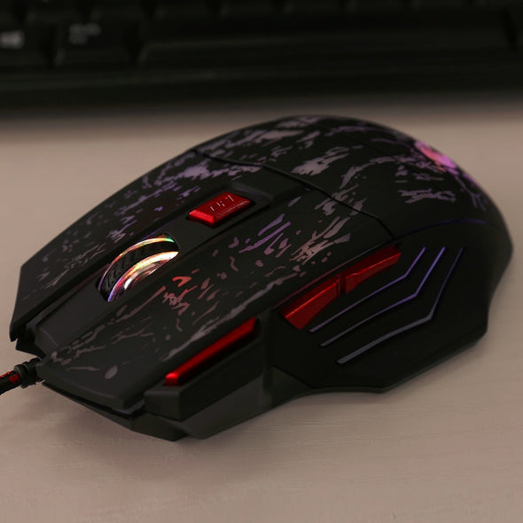 Colorful Crack Pattern Adjustable Wired Gaming Mouse